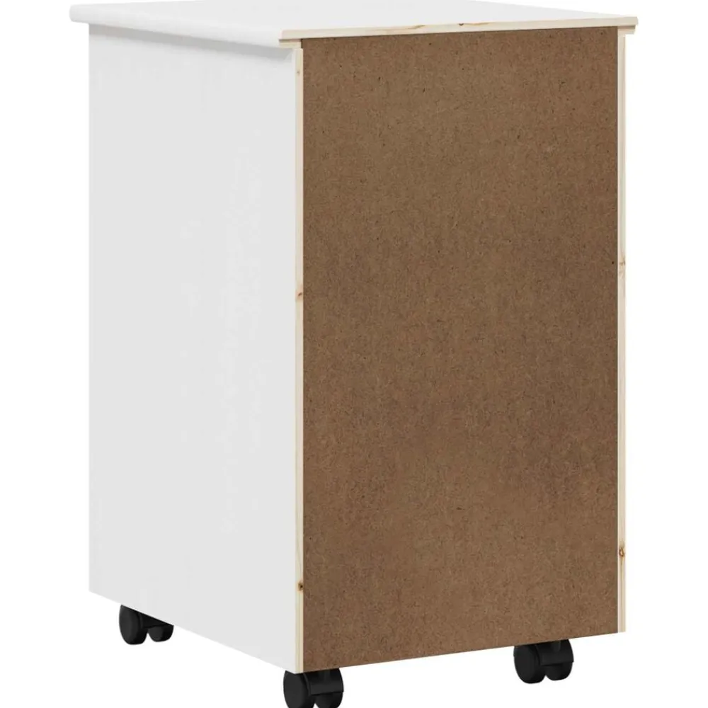 vidaXL Gabinete rodante con rueda 34 x 39 x 56 cm Pino macizo White New