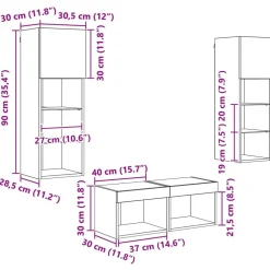vidaXL Gabinetes de pared para TV 4 pcs Roble artesanal Madera vieja Discount