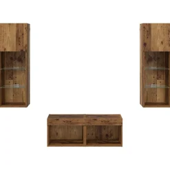 vidaXL Gabinetes de pared para TV 4 pcs Roble artesanal Madera vieja Discount
