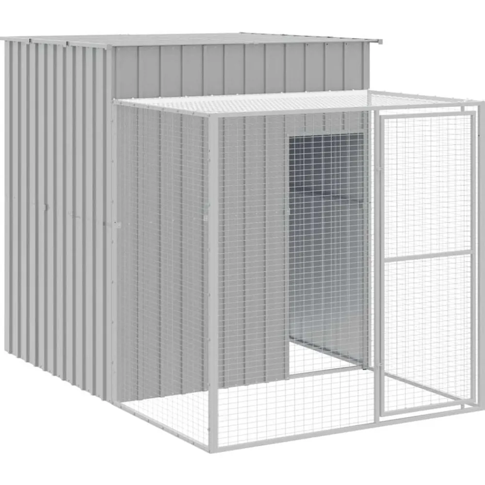 vidaXL Gallinero con corral acero galvanizado 165x251x181cm Gris claro Best