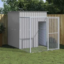 vidaXL Gallinero con corral acero galvanizado 165x251x181cm Gris claro Best