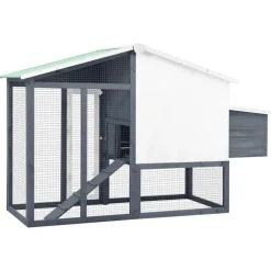 vidaXL Gallinero con ponedero madera maciza abeto y blanco Gris Best
