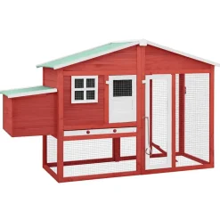 vidaXL Productos Para Mascotas-Gallinero con ponedero madera maciza abeto y blanco