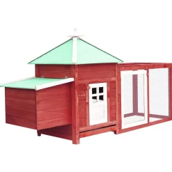 vidaXL Gallinero con ponedero madera maciza abeto 190x72x102 cm Rojo Online