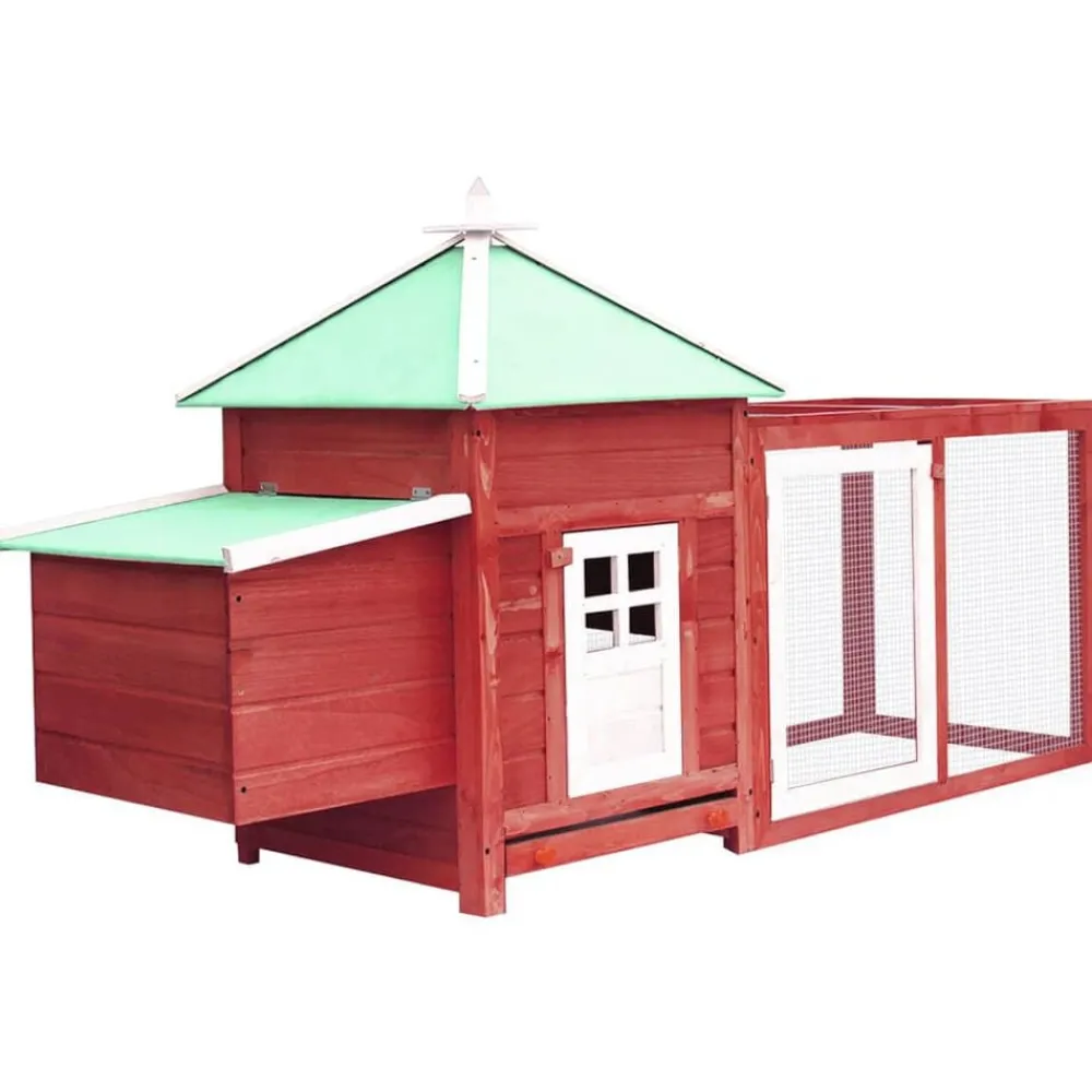 vidaXL Gallinero con ponedero madera maciza abeto 190x72x102 cm Rojo Online
