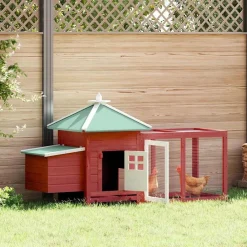 vidaXL Gallinero con ponedero madera maciza abeto 190x72x102 cm Rojo Online
