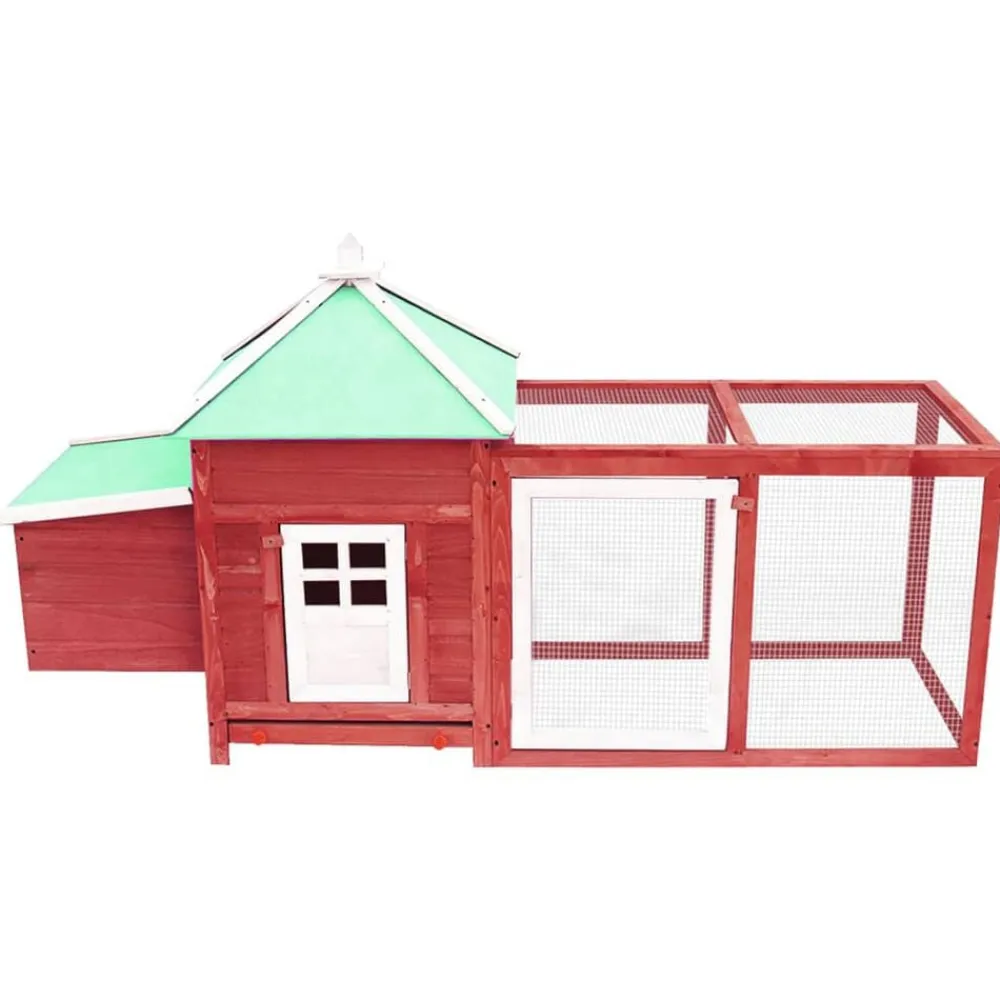 vidaXL Gallinero con ponedero madera maciza abeto 190x72x102 cm Rojo Online