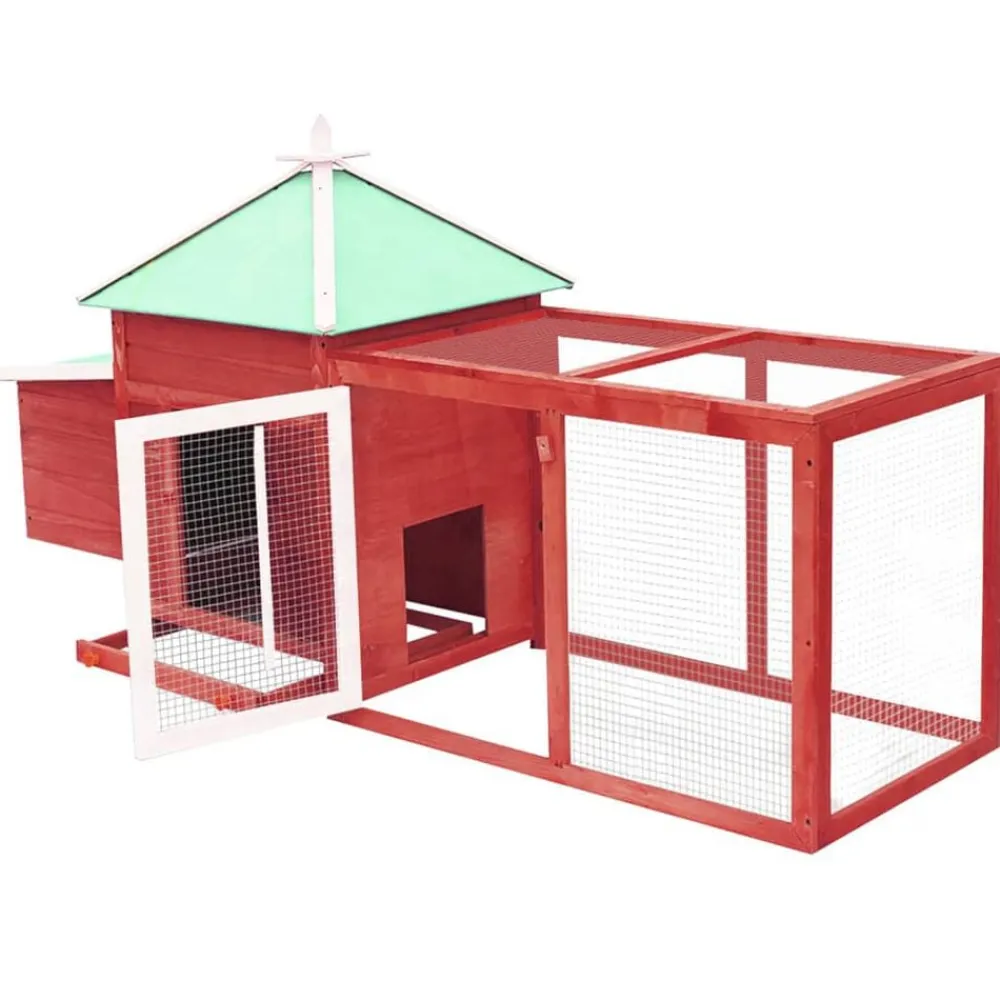 vidaXL Gallinero con ponedero madera maciza abeto 190x72x102 cm Rojo Online