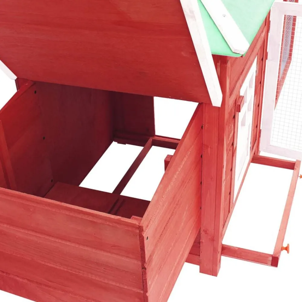 vidaXL Gallinero con ponedero madera maciza abeto 190x72x102 cm Rojo Online