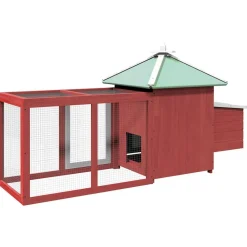 vidaXL Gallinero con ponedero madera maciza abeto 190x72x102 cm Rojo Online