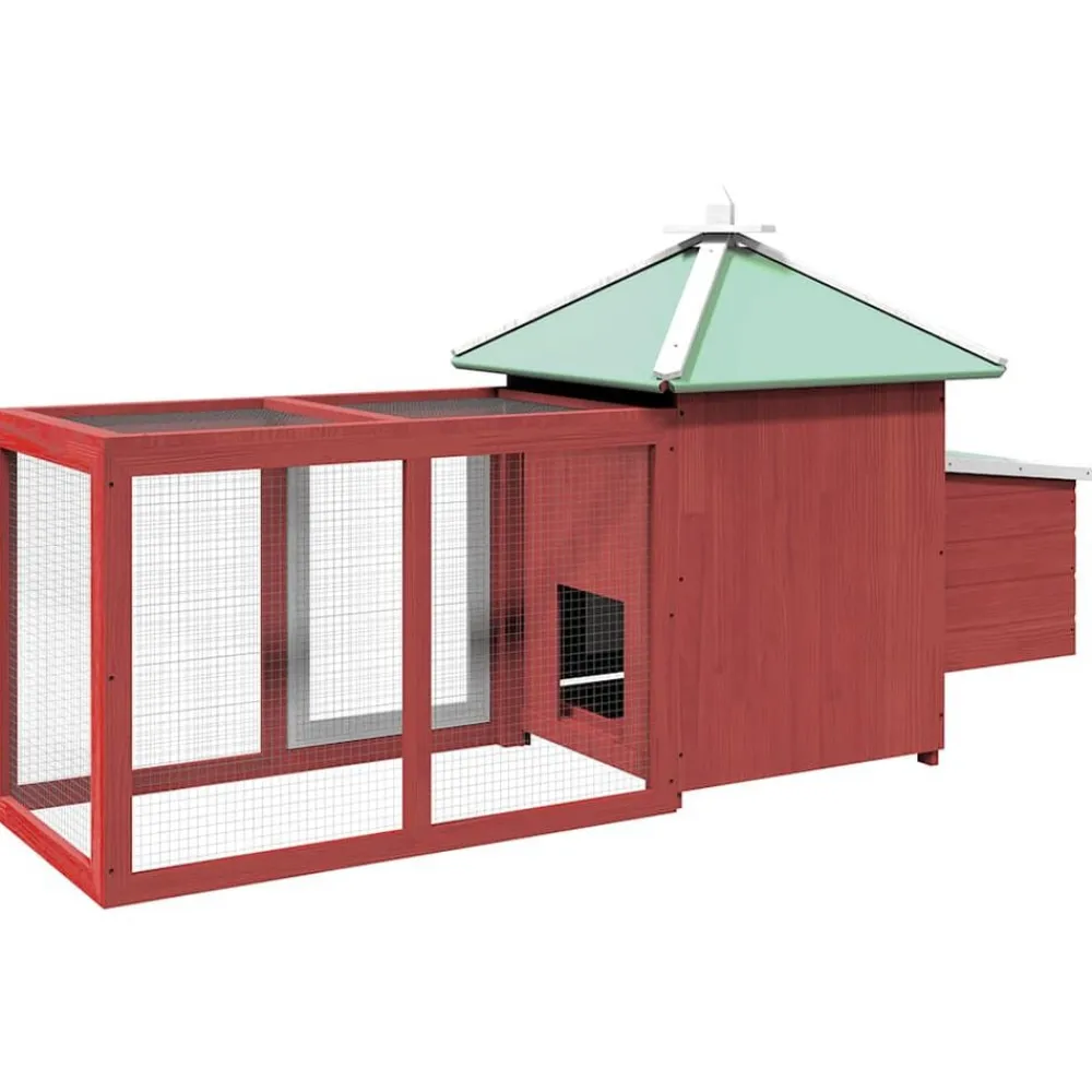 vidaXL Gallinero con ponedero madera maciza abeto 190x72x102 cm Rojo Online