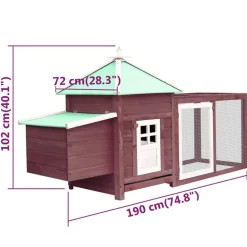 vidaXL Productos Para Mascotas-Gallinero con ponedero madera maciza abeto 190x72x102 cm