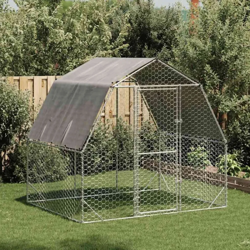 vidaXL Gallinero con techo 2,5x2x2,25 m acero galvanizado Online