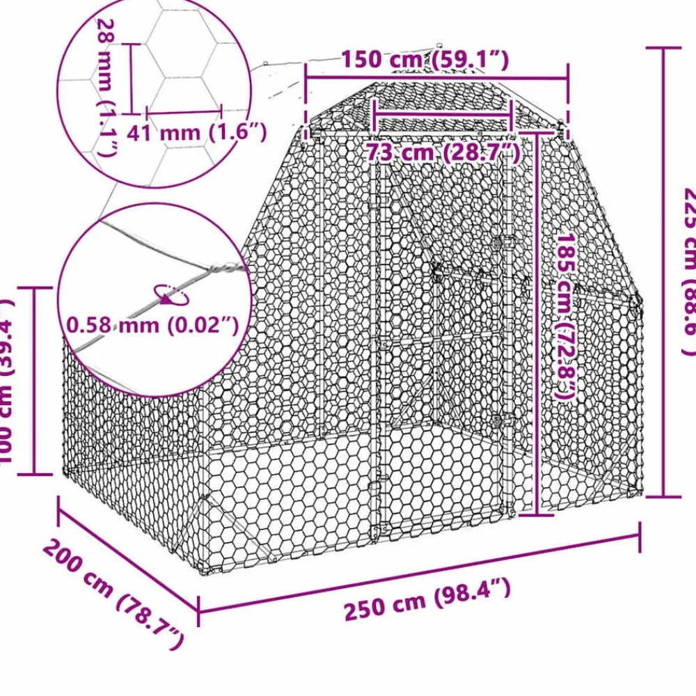 vidaXL Gallinero con techo 2,5x2x2,25 m acero galvanizado Online