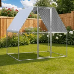 vidaXL Gallinero de acero galvanizado plateado y gris 2x2x2 m Online