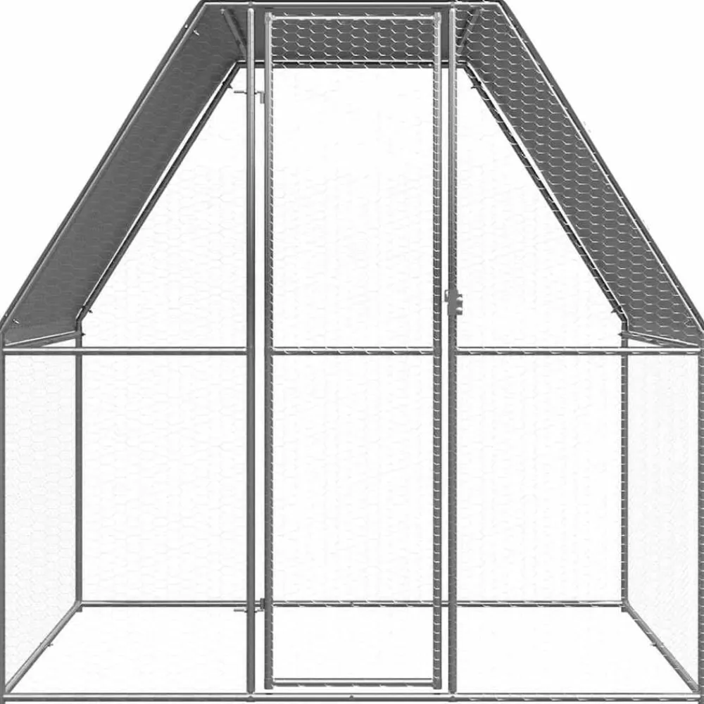 vidaXL Gallinero de acero galvanizado plateado y gris 2x2x2 m Online
