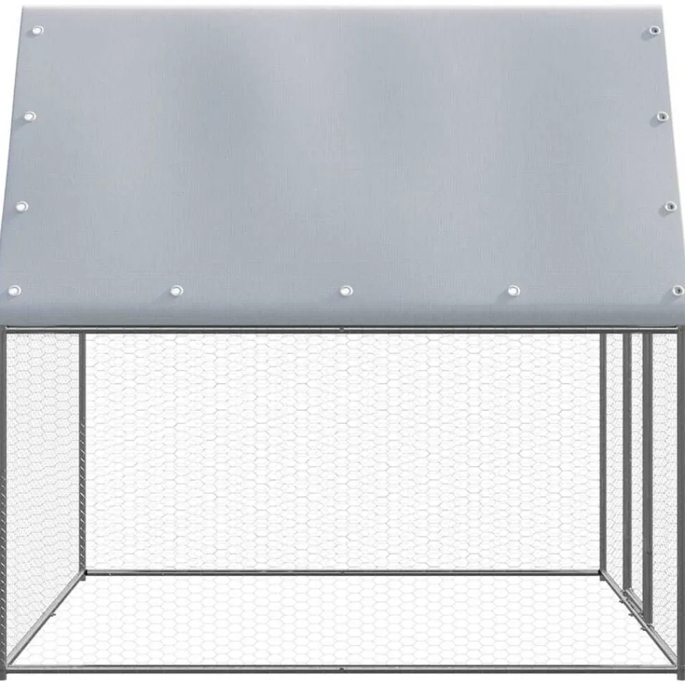 vidaXL Gallinero de acero galvanizado plateado y gris 2x2x2 m Online