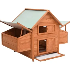 vidaXL Productos Para Mascotas-Gallinero de madera maciza de abeto rojo 150x96x110 cm
