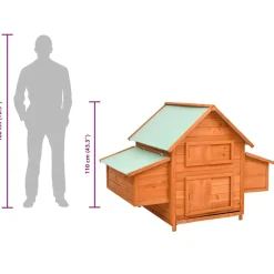 vidaXL Productos Para Mascotas-Gallinero de madera maciza de abeto rojo 150x96x110 cm