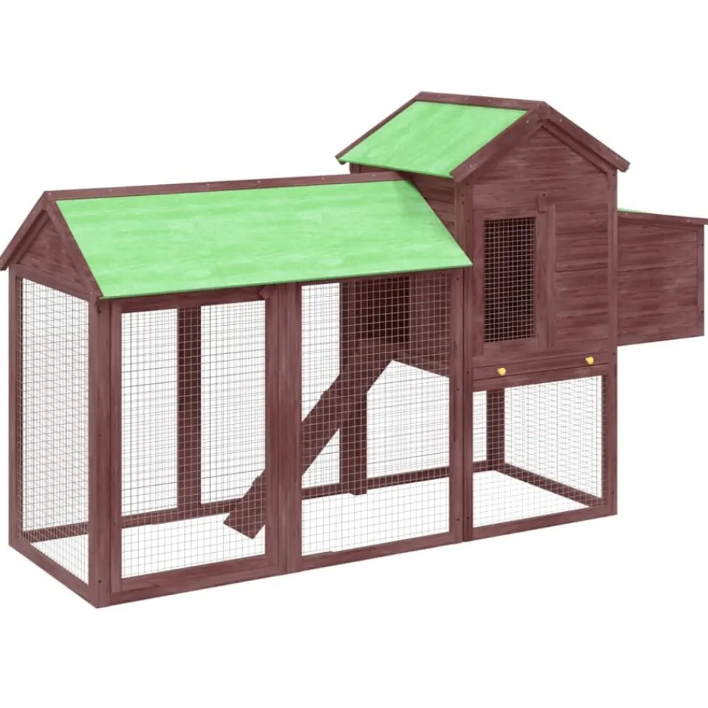 vidaXL Gallinero madera maciza de pino color 193x65x117 cm Moca Clearance