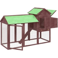 vidaXL Gallinero madera maciza de pino color 193x65x117 cm Moca Clearance