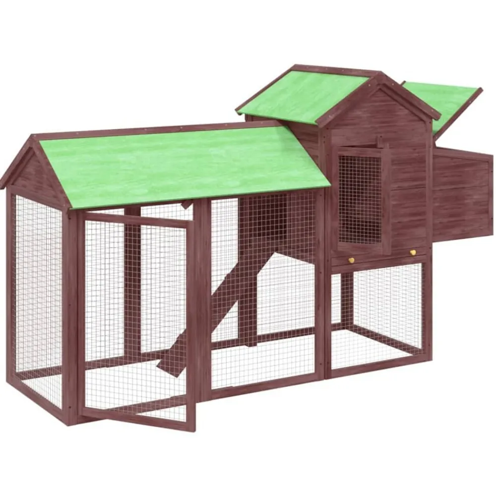vidaXL Gallinero madera maciza de pino color 193x65x117 cm Moca Clearance