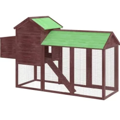 vidaXL Gallinero madera maciza de pino color 193x65x117 cm Moca Clearance