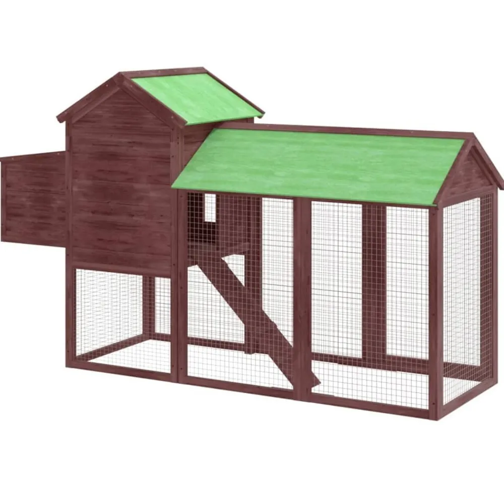 vidaXL Gallinero madera maciza de pino color 193x65x117 cm Moca Clearance