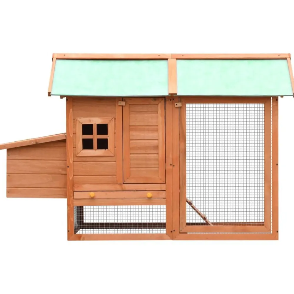 vidaXL Gallinero madera maciza pino y abeto 170x81x110 cm Marrón New