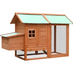 vidaXL Gallinero madera maciza pino y abeto 170x81x110 cm Marrón New