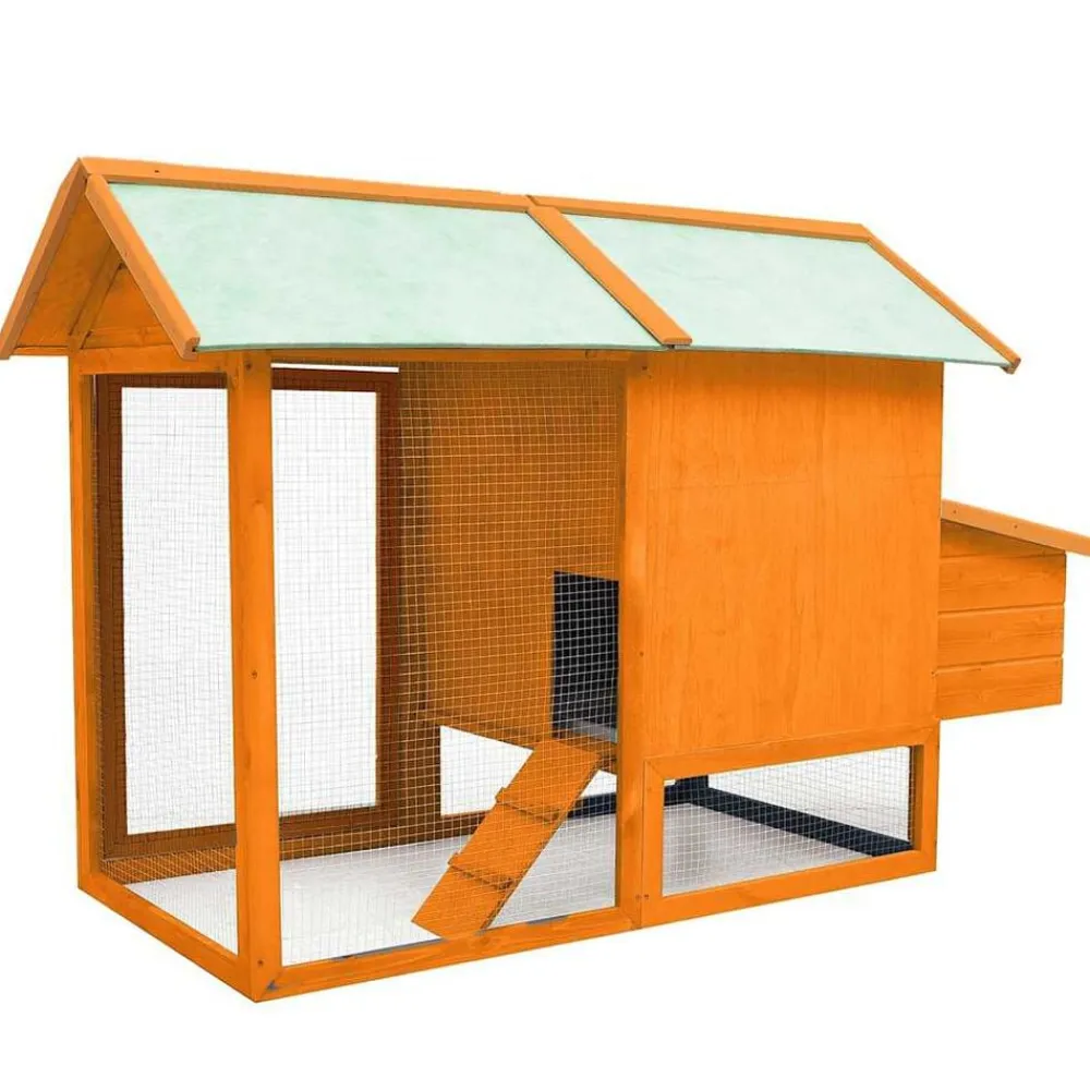 vidaXL Gallinero madera maciza pino y abeto 170x81x110 cm Marrón New