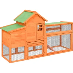 vidaXL Productos Para Mascotas-Gallinero madera maciza de pino marrón 186,5x58,5x113 cm