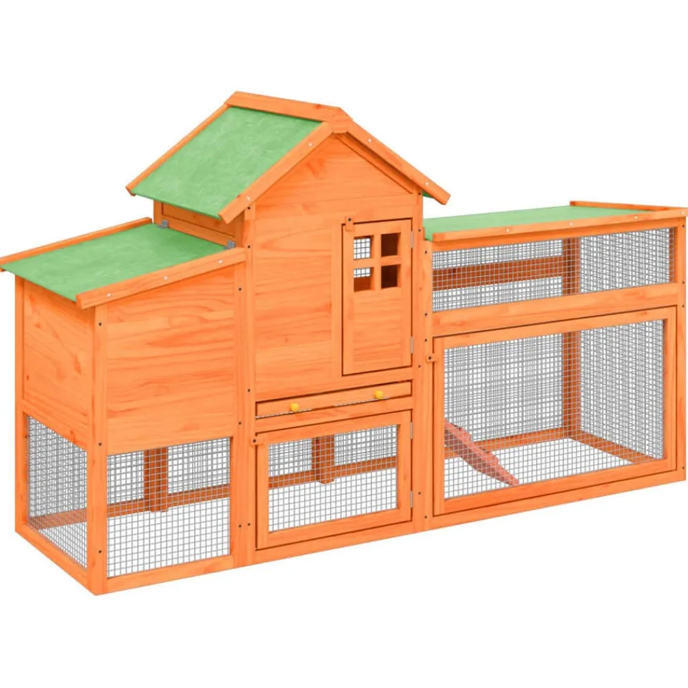 vidaXL Productos Para Mascotas-Gallinero madera maciza de pino marrón 186,5x58,5x113 cm