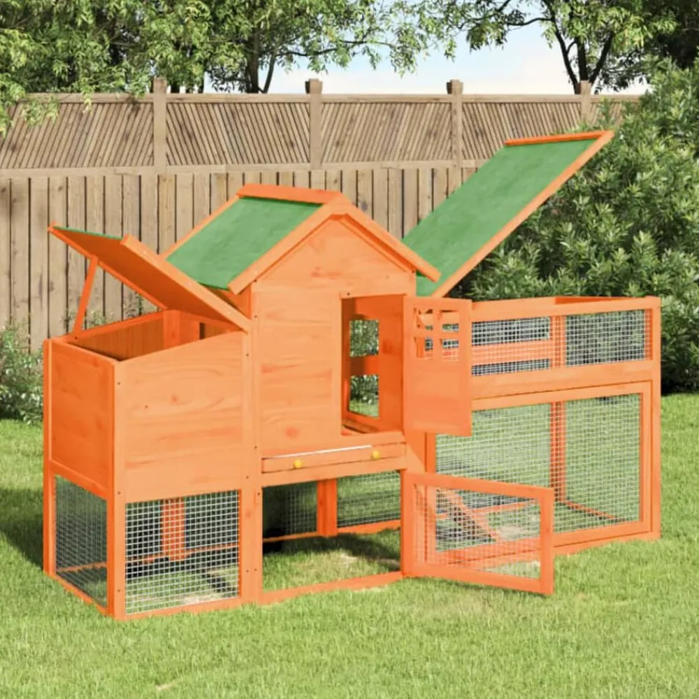 vidaXL Productos Para Mascotas-Gallinero madera maciza de pino marrón 186,5x58,5x113 cm