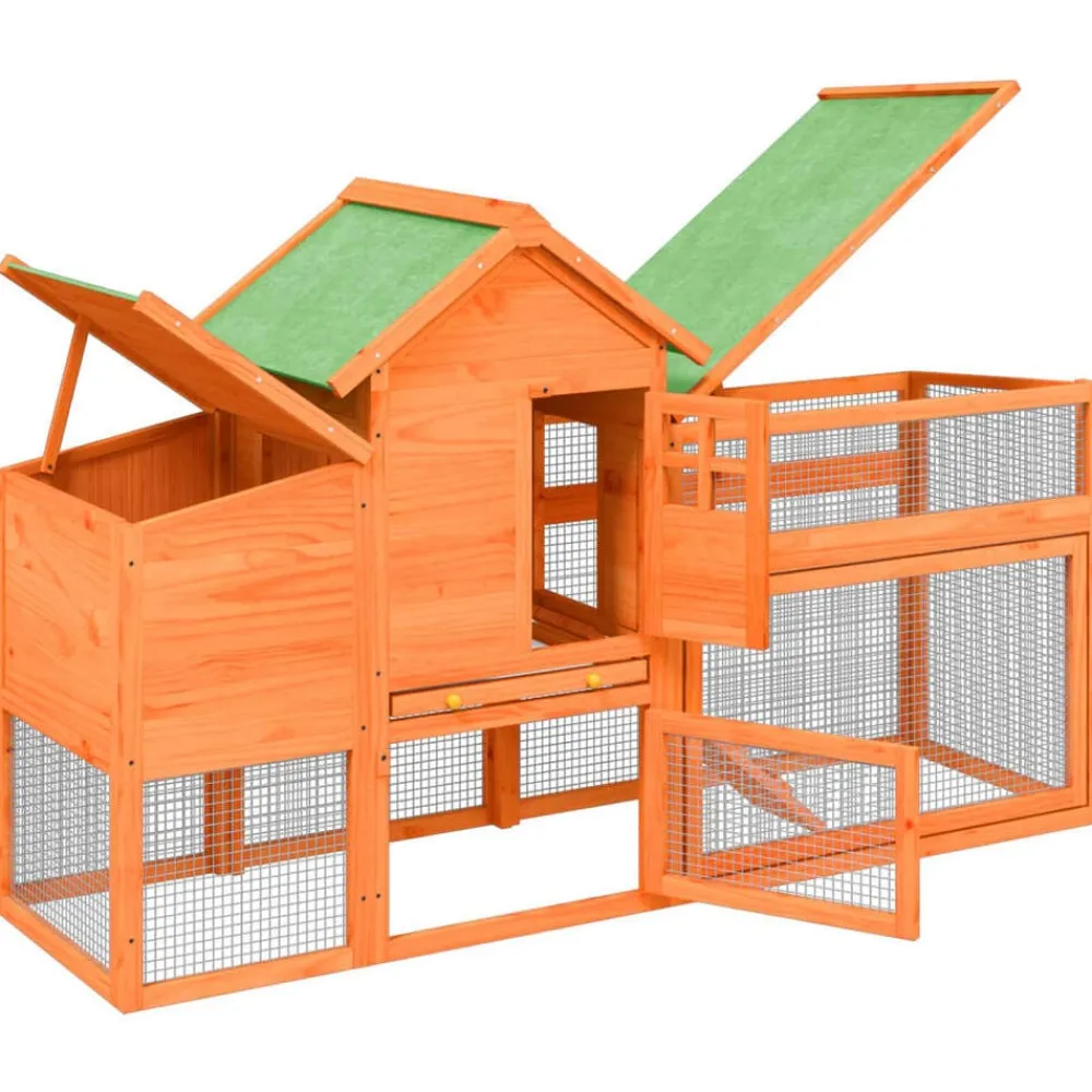 vidaXL Productos Para Mascotas-Gallinero madera maciza de pino marrón 186,5x58,5x113 cm