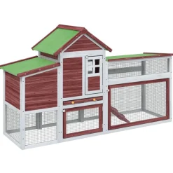 vidaXL Gallinero madera maciza de pino color 186,5x58,5x113 cm Moca Clearance
