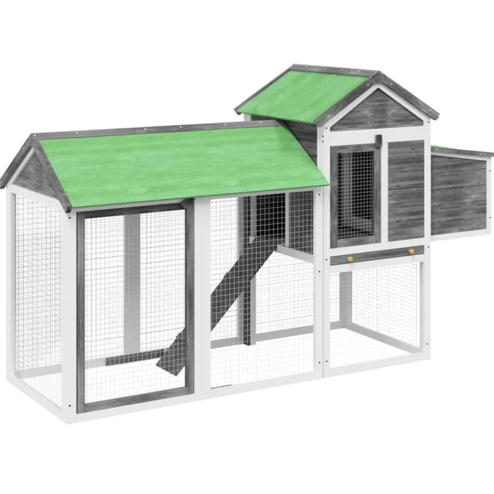 vidaXL Gallinero madera maciza de pino 193x65x117 cm Gris Hot