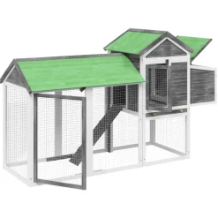 vidaXL Gallinero madera maciza de pino 193x65x117 cm Gris Hot