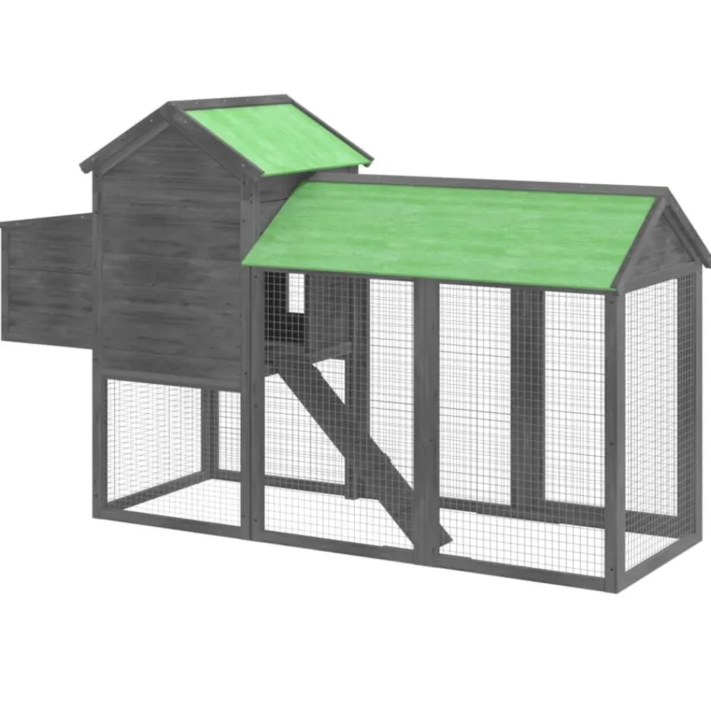 vidaXL Gallinero madera maciza de pino 193x65x117 cm Gris Hot