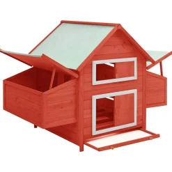 vidaXL Gallinero madera maciza de abeto 150x96x110 cm Rojo y blanco Online