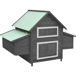 vidaXL Gallinero madera maciza de abeto 150x96x110 cm Gris y blanco Best