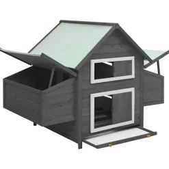 vidaXL Gallinero madera maciza de abeto 150x96x110 cm Gris y blanco Best