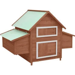 vidaXL Productos Para Mascotas-Gallinero madera maciza de abeto moca y blanco 150x96x110 cm