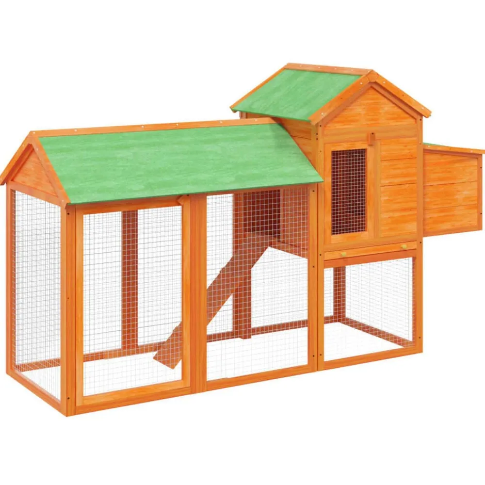 vidaXL Gallinero madera maciza de pino marrón 193x65x117 cm Marrón Hot