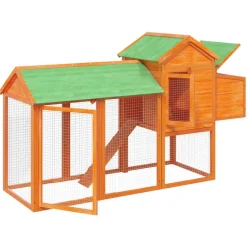 vidaXL Gallinero madera maciza de pino marrón 193x65x117 cm Marrón Hot