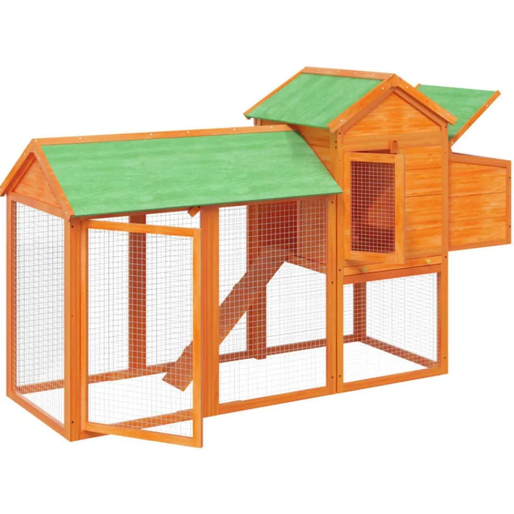 vidaXL Gallinero madera maciza de pino marrón 193x65x117 cm Marrón Hot