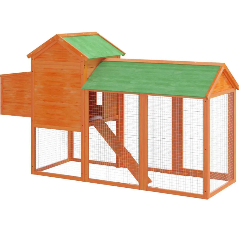 vidaXL Gallinero madera maciza de pino marrón 193x65x117 cm Marrón Hot