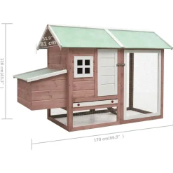 vidaXL Productos Para Mascotas-Gallinero madera maciza de pino y abeto 170x81x110 cm
