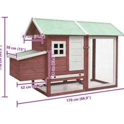 vidaXL Productos Para Mascotas-Gallinero madera maciza de pino y abeto 170x81x110 cm