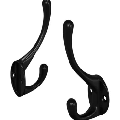 vidaXL Ganchos para ropa 2 pcs Negro 102 x 29 x 47mm Aleación de Zinc Outlet